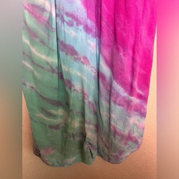 Hard Tail Forever Pink Purple Tie Dye Ombré Asymmetrical Maxi Tank Dress M - Picture 7 of 8